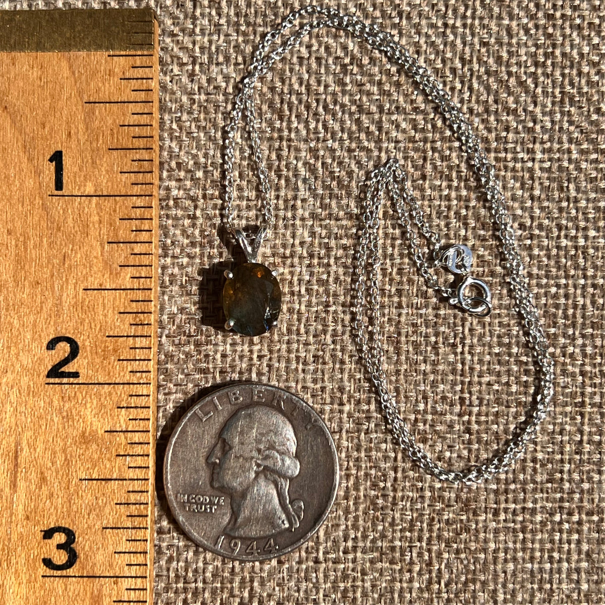 Labradorite Necklace Sterling Silver #8913-Moldavite Life