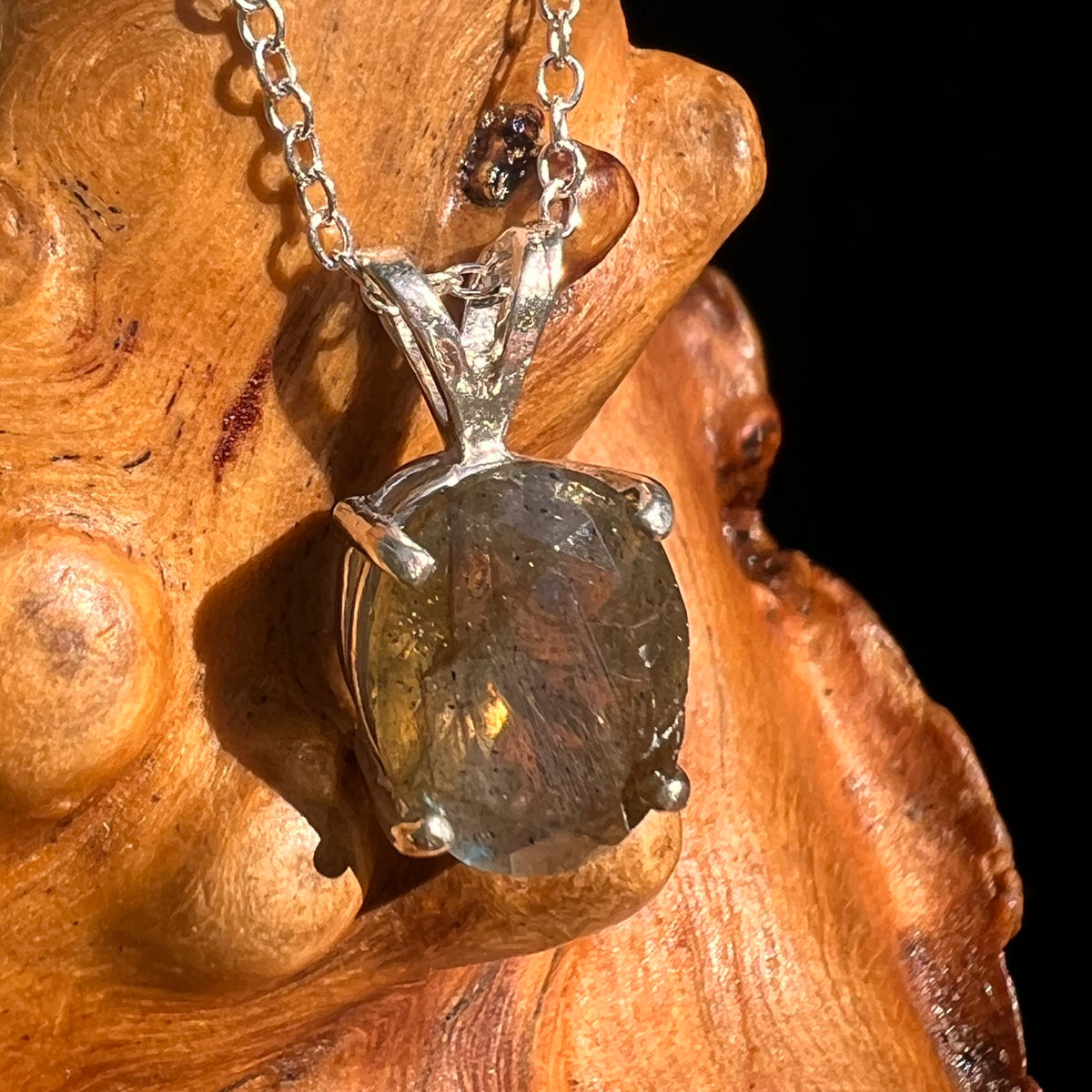 Labradorite Necklace Sterling Silver #8913-Moldavite Life