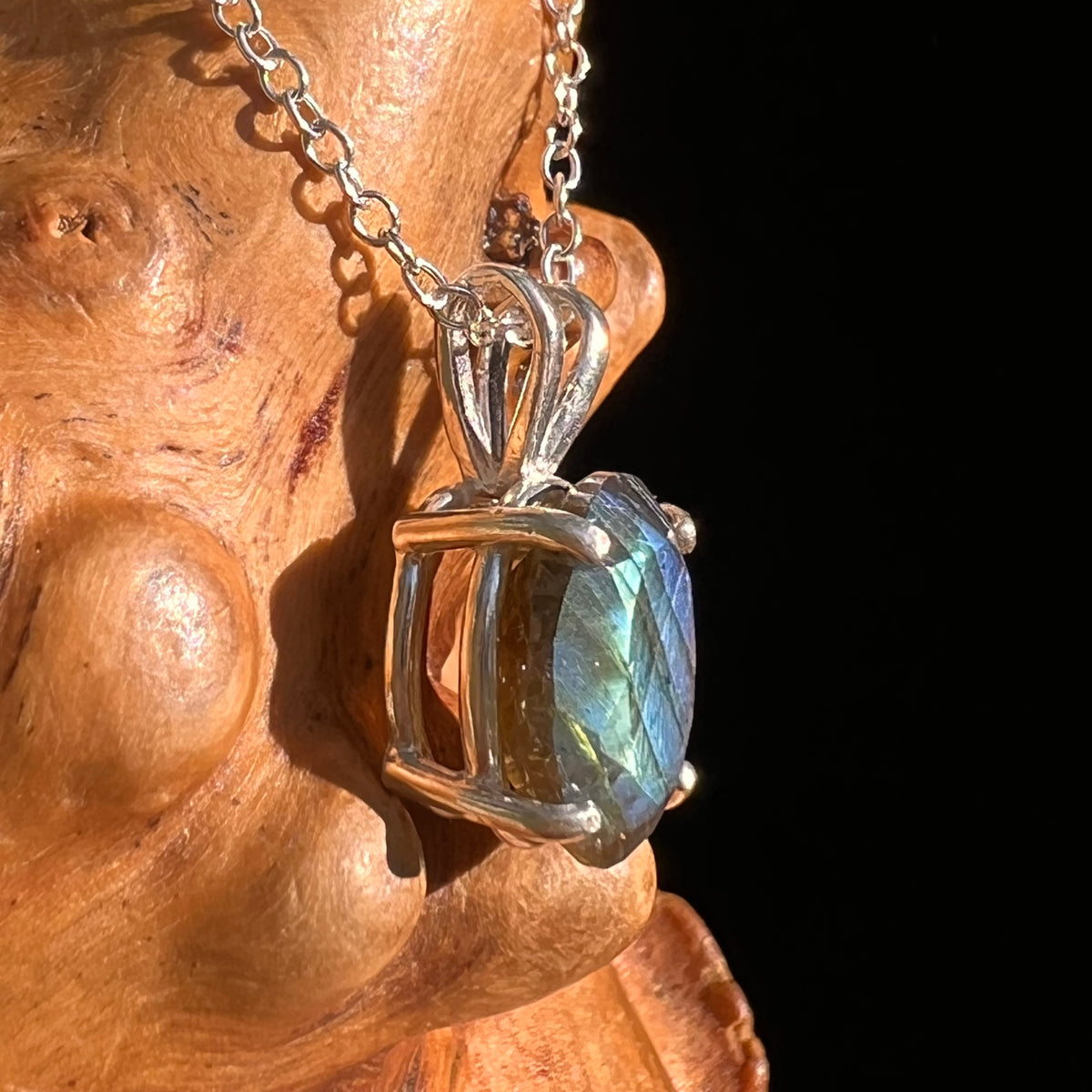Labradorite Necklace Sterling Silver #8914-Moldavite Life