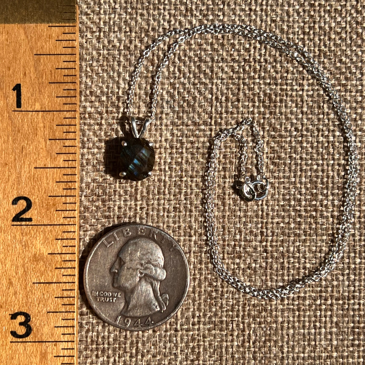 Labradorite Necklace Sterling Silver #8914-Moldavite Life