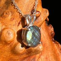 Labradorite Necklace Sterling Silver #8914-Moldavite Life