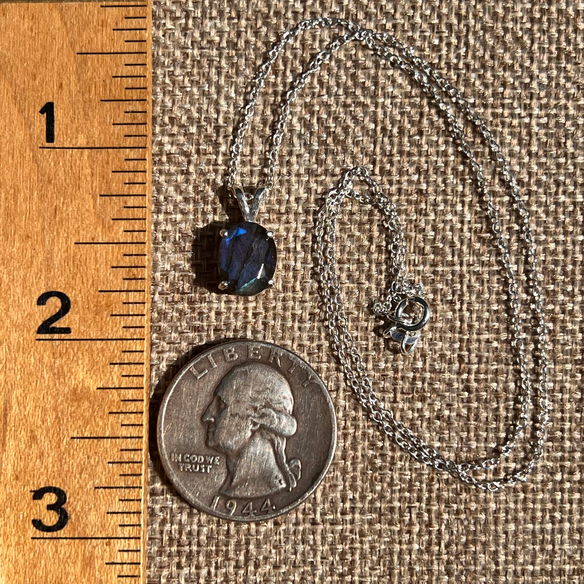 Labradorite Necklace Sterling Silver #8915-Moldavite Life