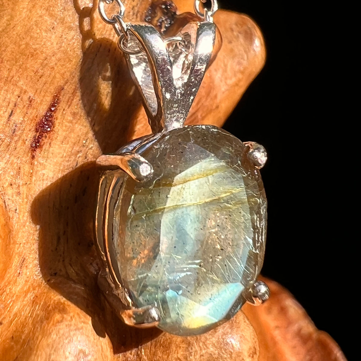 Labradorite Necklace Sterling Silver #8916-Moldavite Life