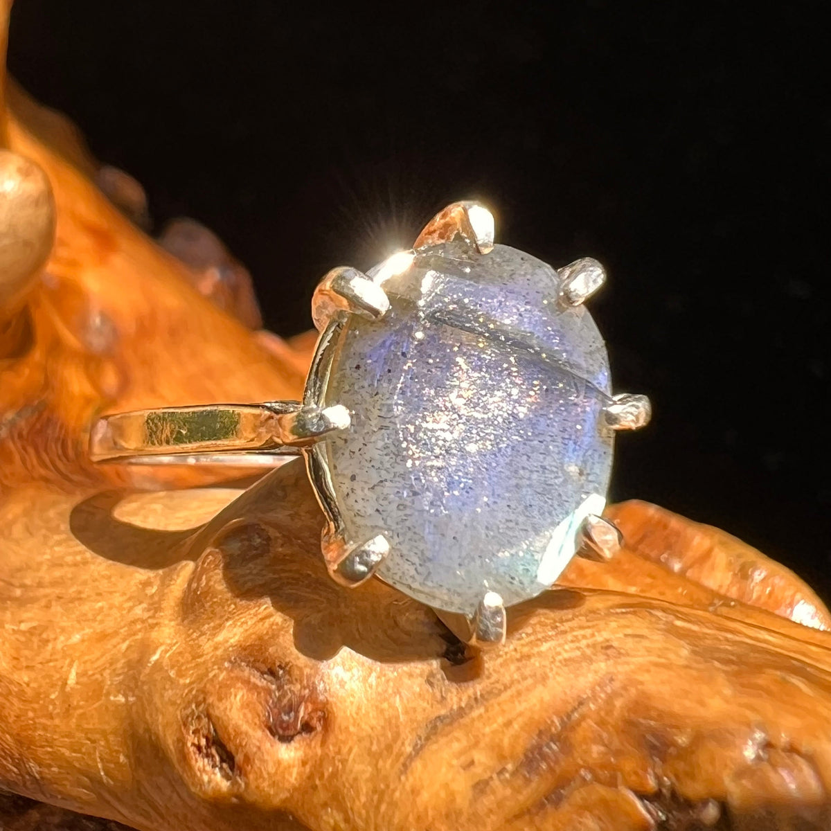 Labradorite Ring Sterling Silver Size 5 #5239-Moldavite Life