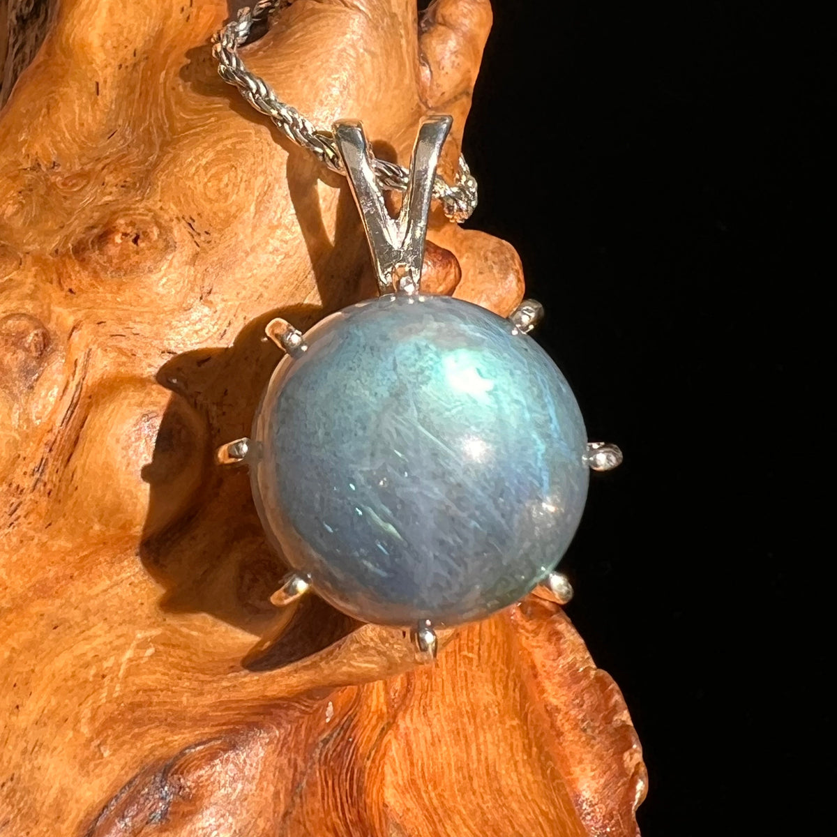 Labradorite Sphere Pendant Sterling Silver #5606-Moldavite Life