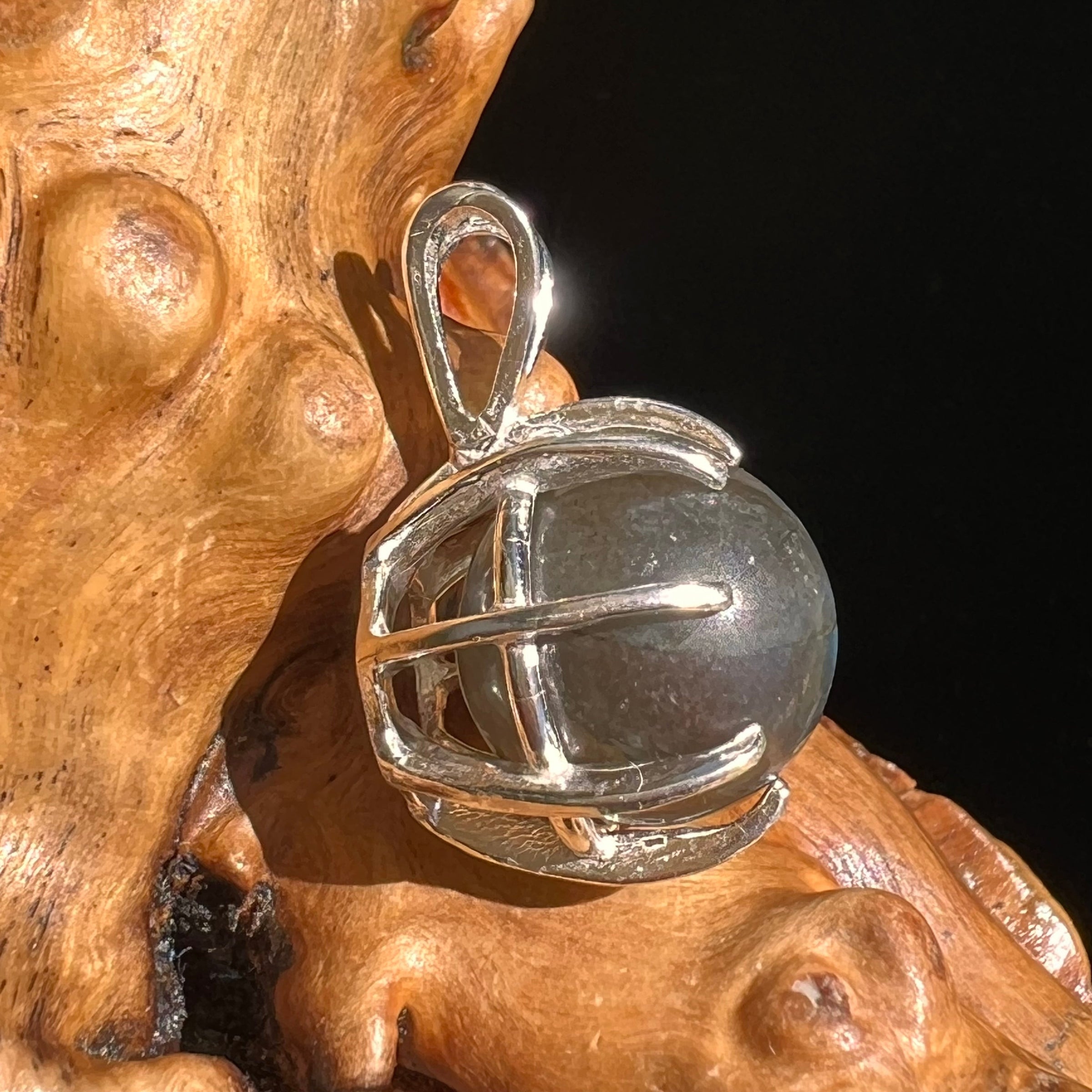 Labradorite Sphere Pendant Sterling Silver #5608-Moldavite Life