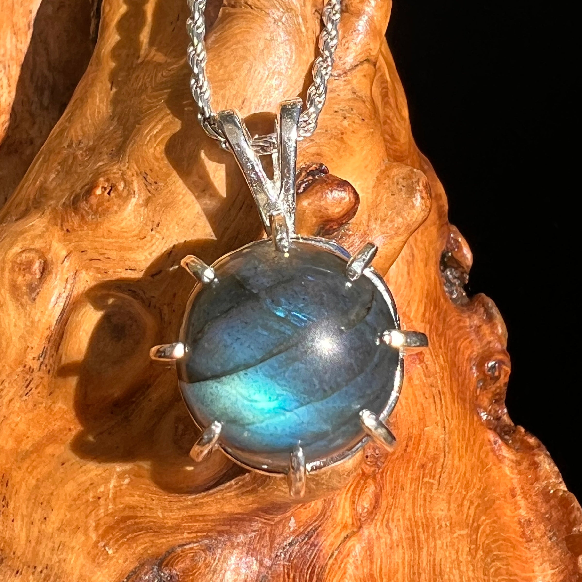 Labradorite Sphere Pendant Sterling Silver #5608-Moldavite Life