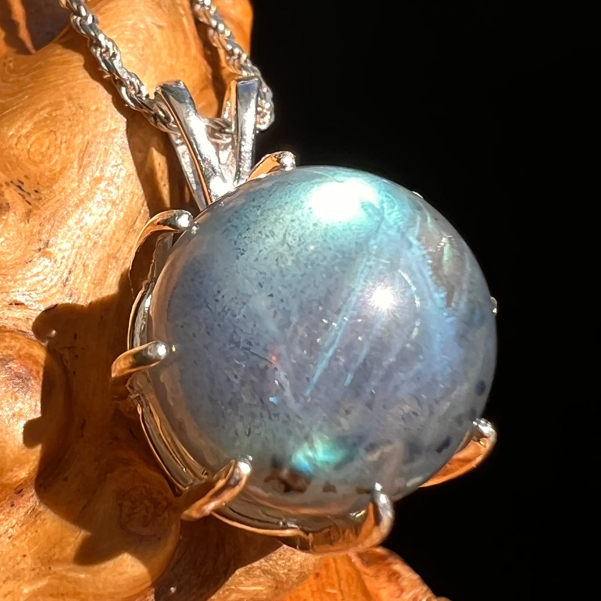 Labradorite Sphere Pendant Sterling Silver #5612-Moldavite Life