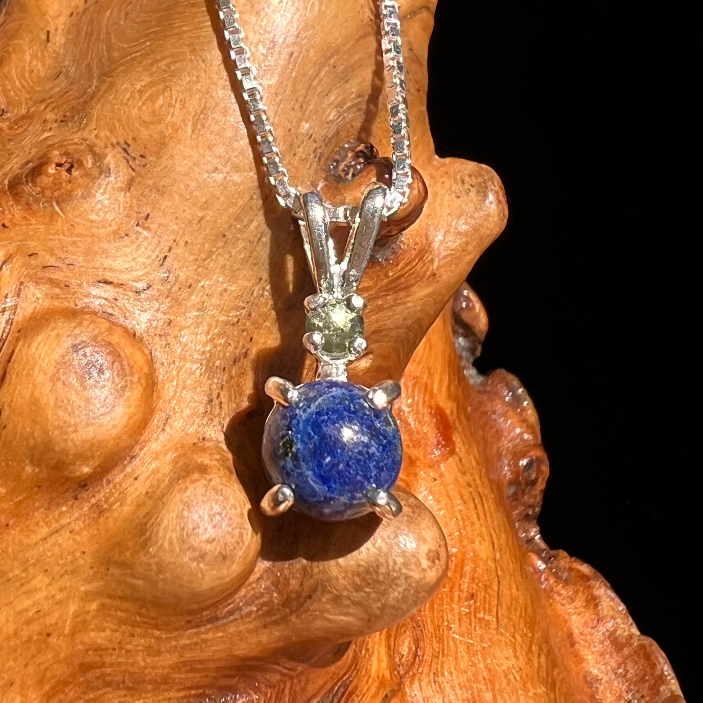 Lapis Lazuli & Moldavite Necklace Sterling Silver #6464