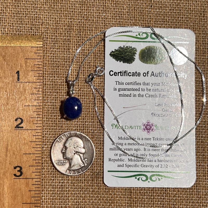 Lapis Lazuli & Moldavite Necklace Sterling Silver #6469