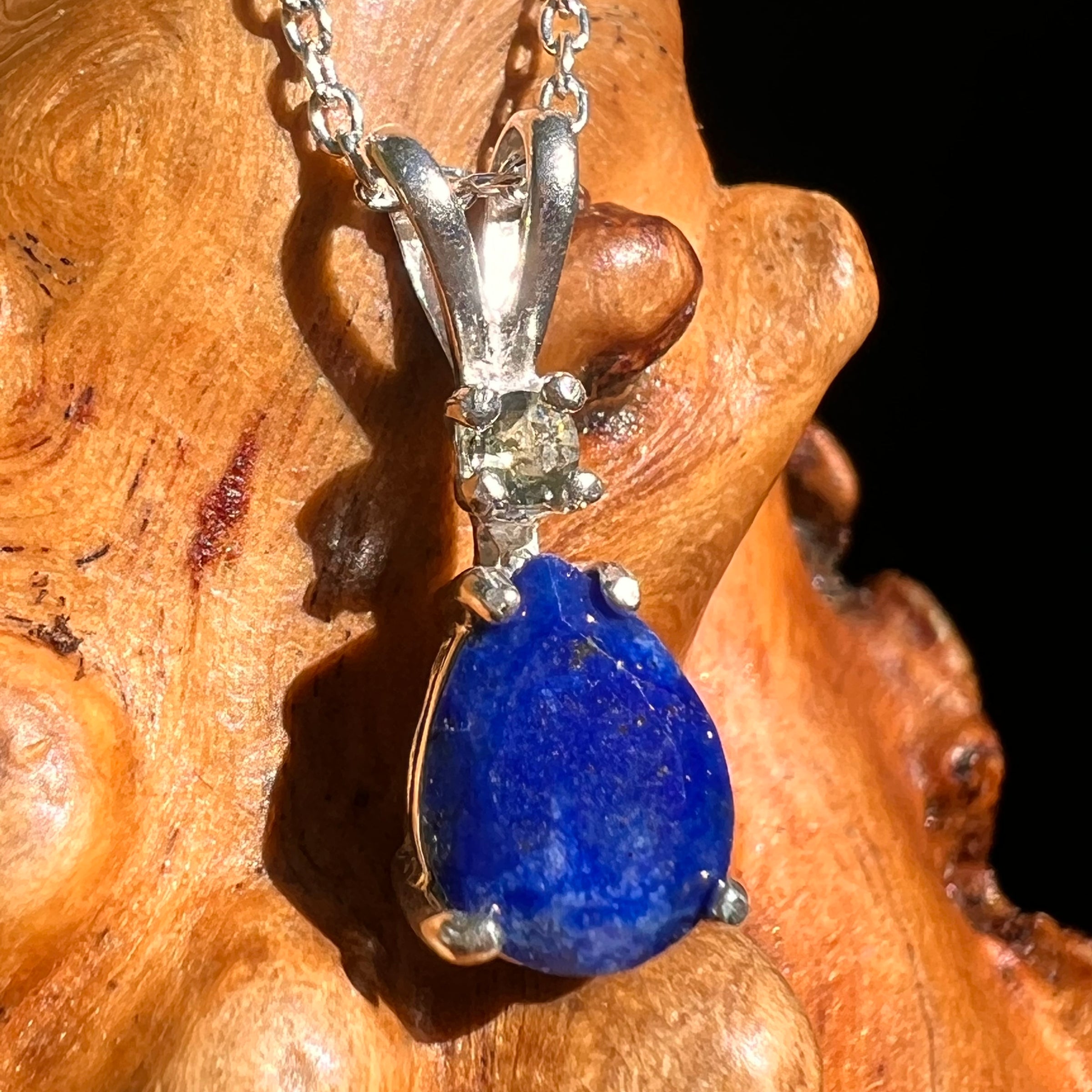 Lapis Lazuli & Moldavite Necklace Sterling Silver #8555-Moldavite Life