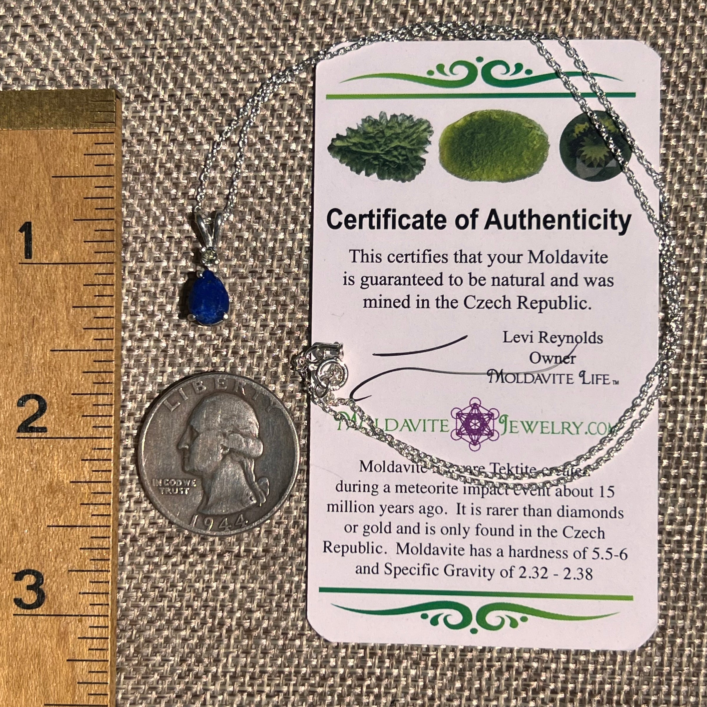 Lapis Lazuli & Moldavite Necklace Sterling Silver #8555-Moldavite Life