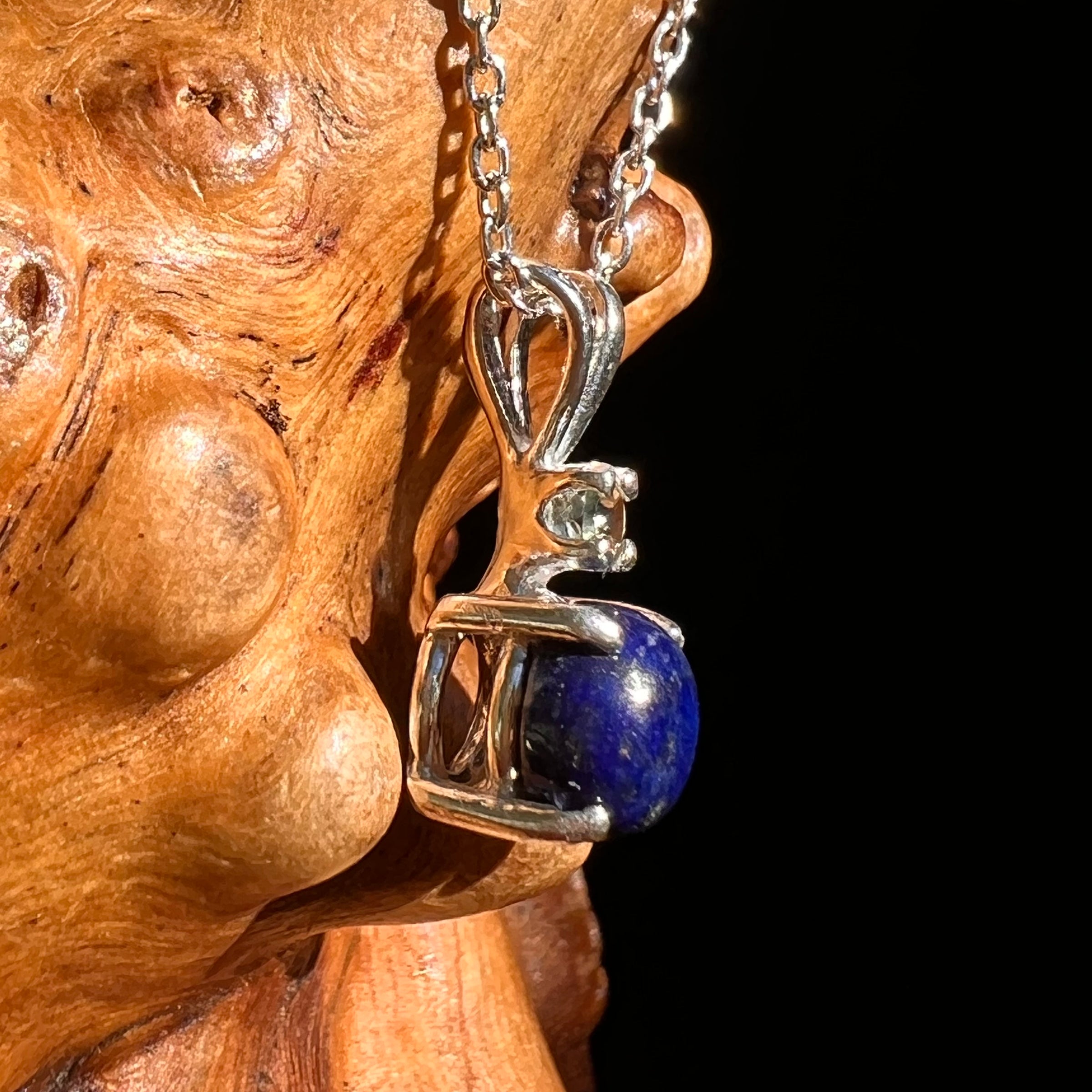 Lapis Lazuli & Moldavite Necklace Sterling Silver #8556-Moldavite Life