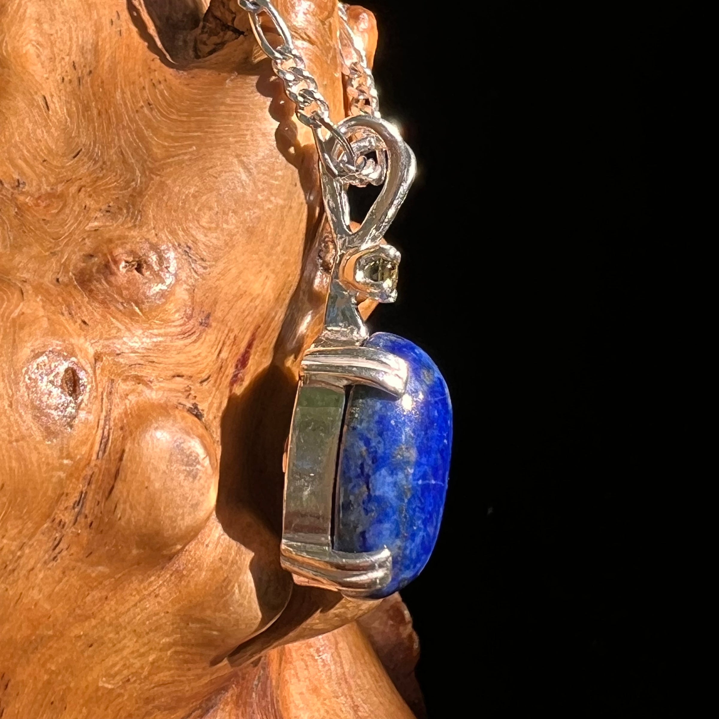 Lapis Lazuli & Moldavite Pendant Sterling Silver #8551-Moldavite Life