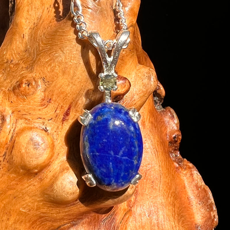 Lapis Lazuli & Moldavite Pendant Sterling Silver #8551-Moldavite Life