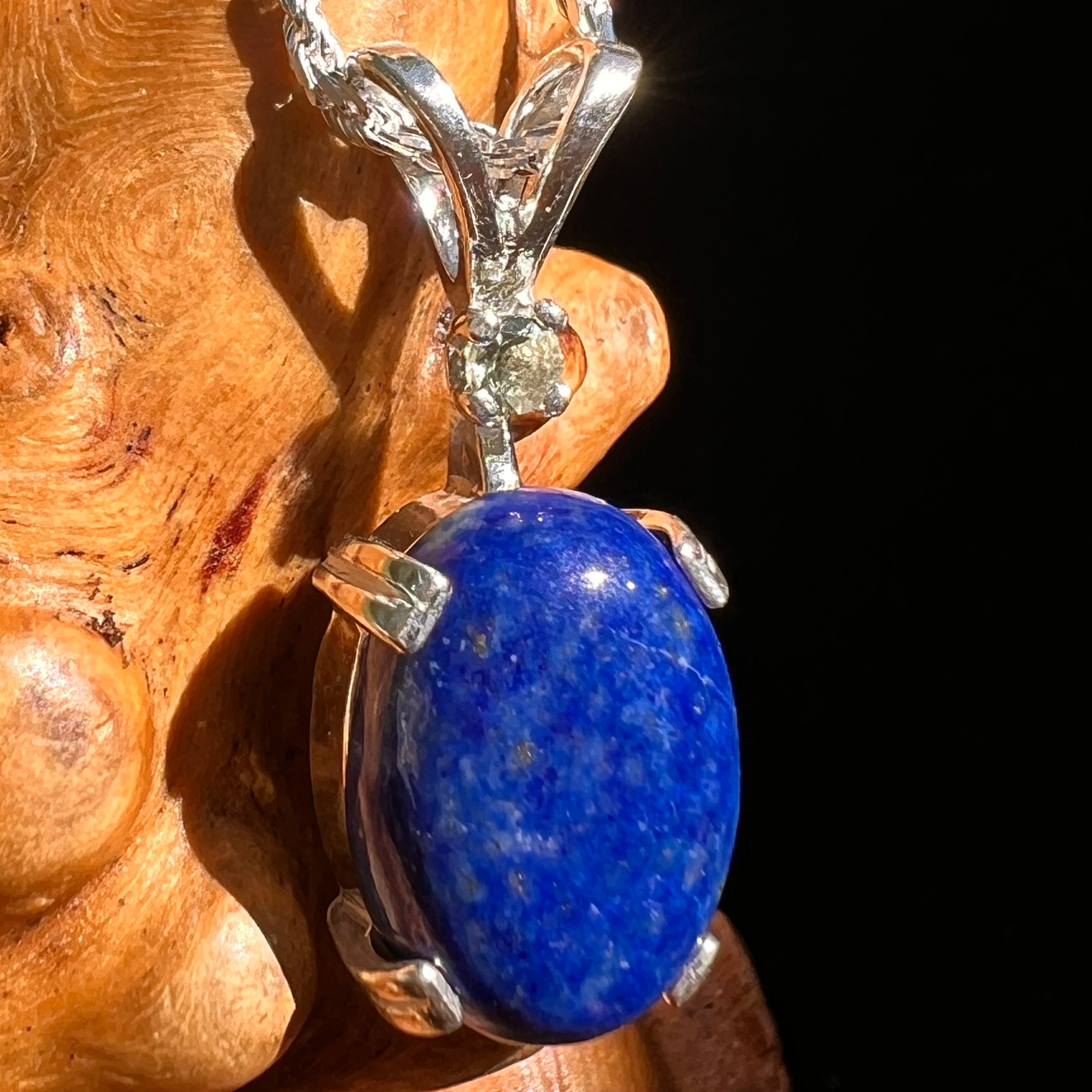 Lapis Lazuli & Moldavite Pendant Sterling Silver #8554-Moldavite Life