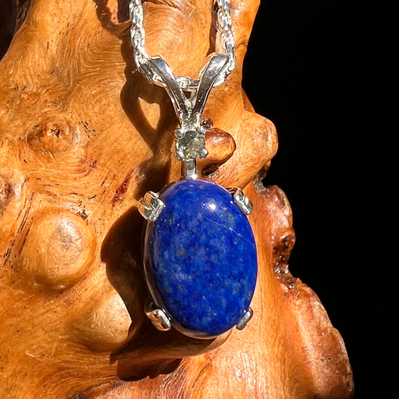 Lapis Lazuli & Moldavite Pendant Sterling Silver #8554-Moldavite Life
