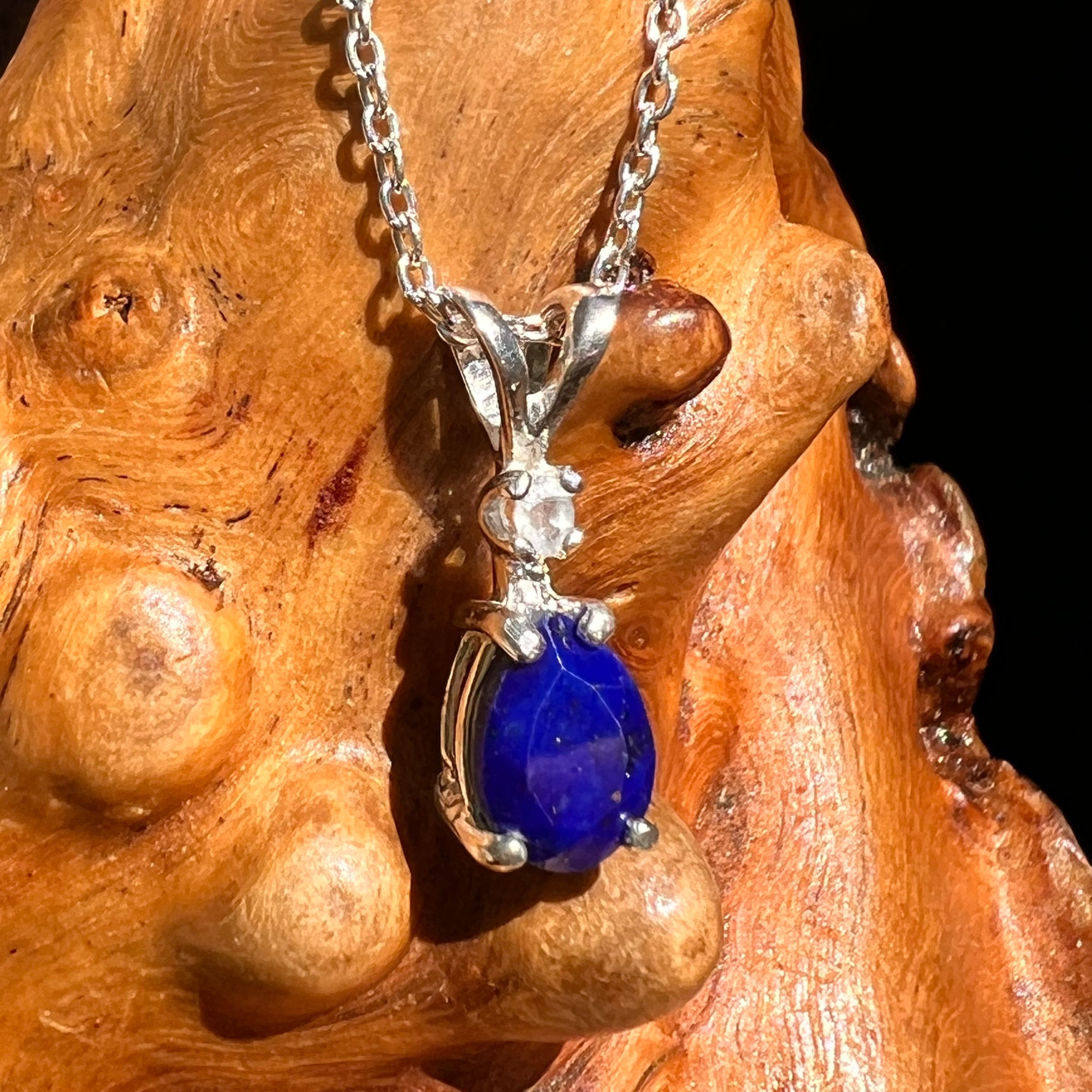 Lapis Lazuli & Phenakite Necklace Sterling Silver #8557-Moldavite Life