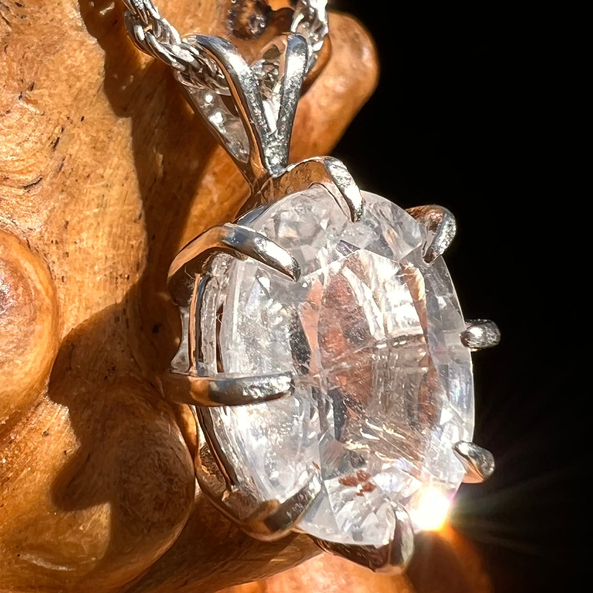Large Phenacite Gem Pendant Sterling Silver #5282A-Moldavite Life