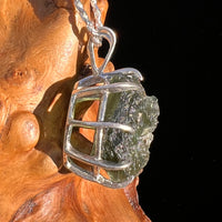 Large Raw Moldavite Pendant Sterling Silver #7511-Moldavite Life