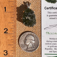 Large Raw Moldavite Pendant Sterling Silver #7511-Moldavite Life