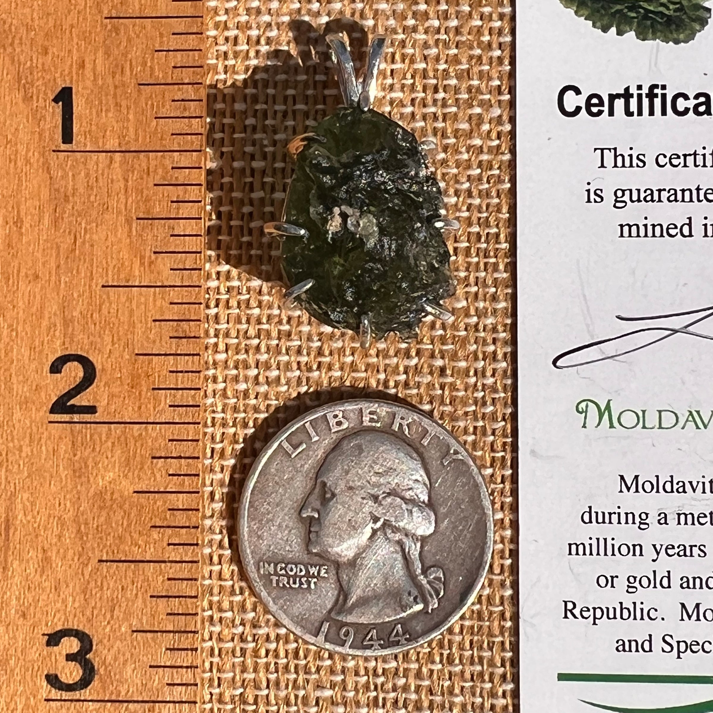 Large Raw Moldavite Pendant Sterling Silver #7511-Moldavite Life