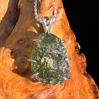 Large Raw Moldavite Pendant Sterling Silver #7511-Moldavite Life
