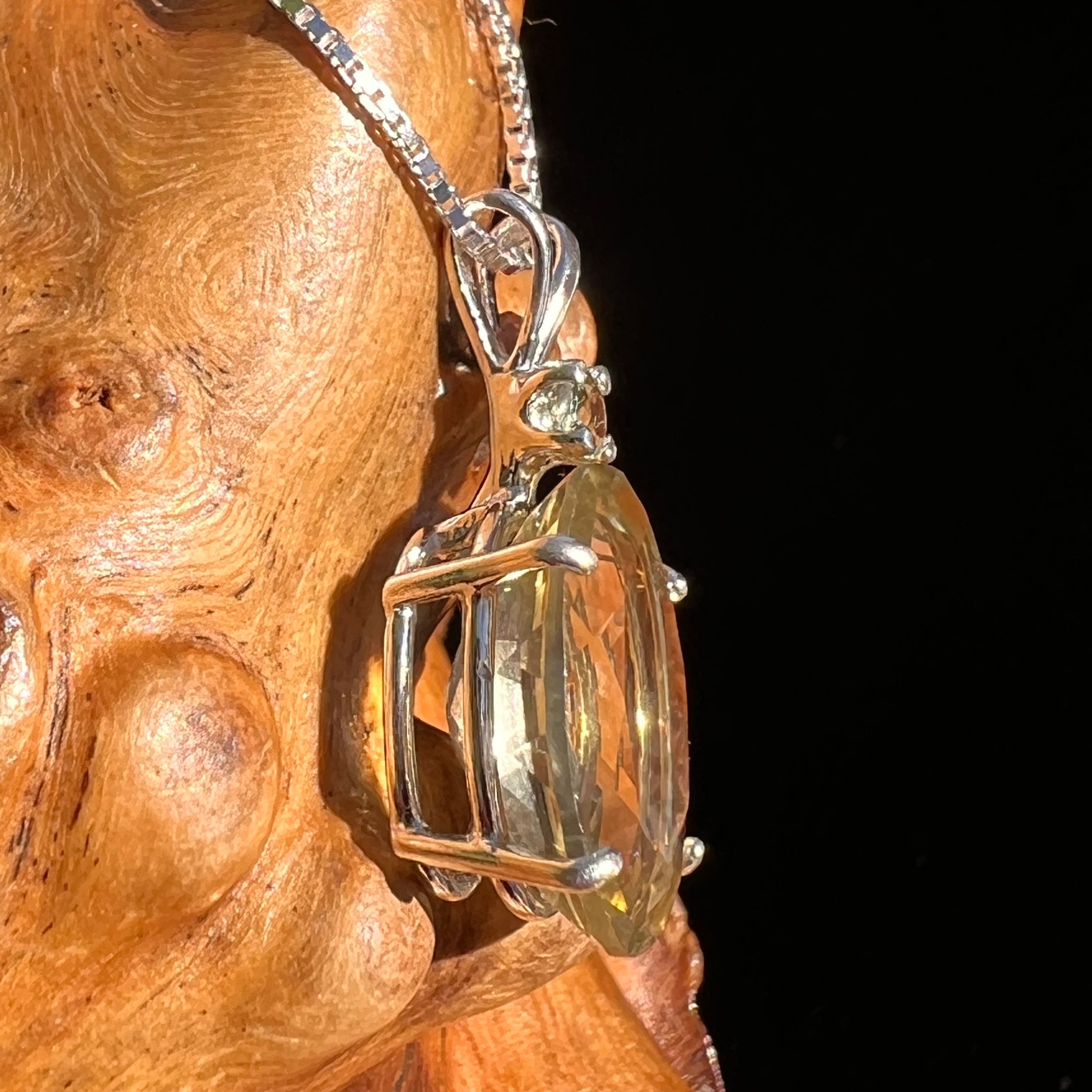 Lemon Quartz & Moldavite Necklace Sterling Silver #6262-Moldavite Life