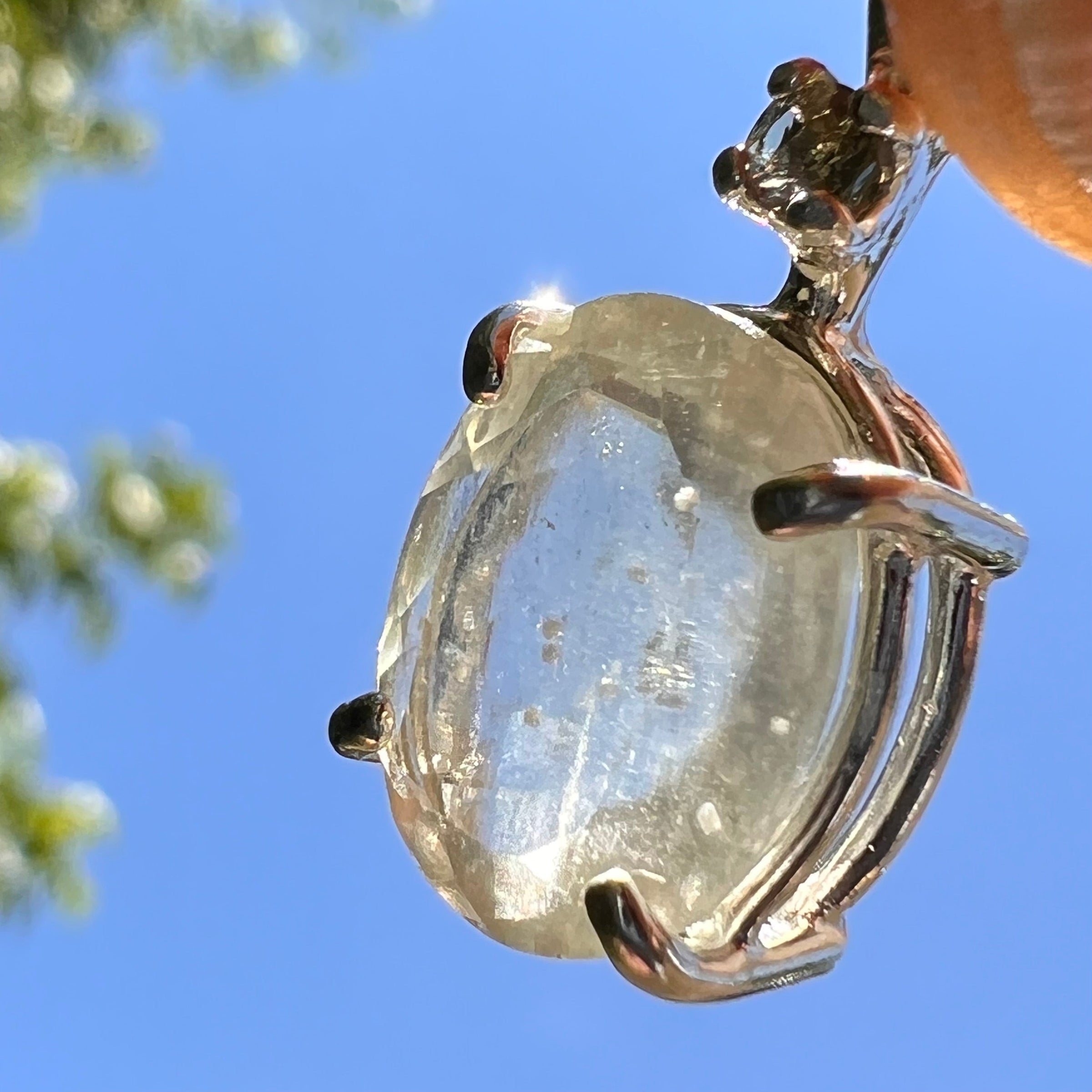 Libyan Desert Glass & Moldavite Necklace Sterling #5194-Moldavite Life