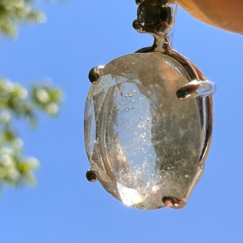 Libyan Desert Glass & Moldavite Necklace Sterling #5197-Moldavite Life