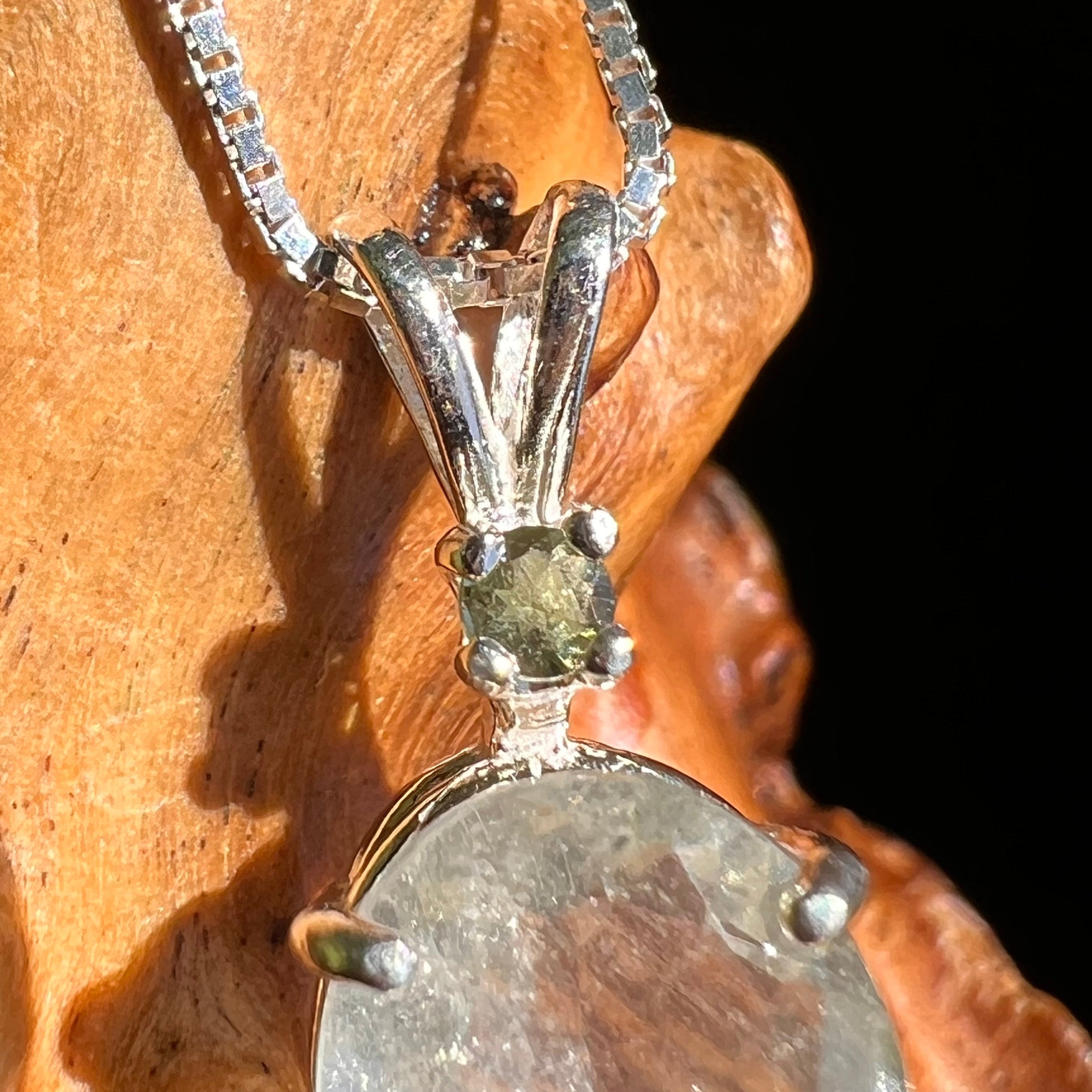 Libyan Desert Glass & Moldavite Necklace Sterling #5198-Moldavite Life