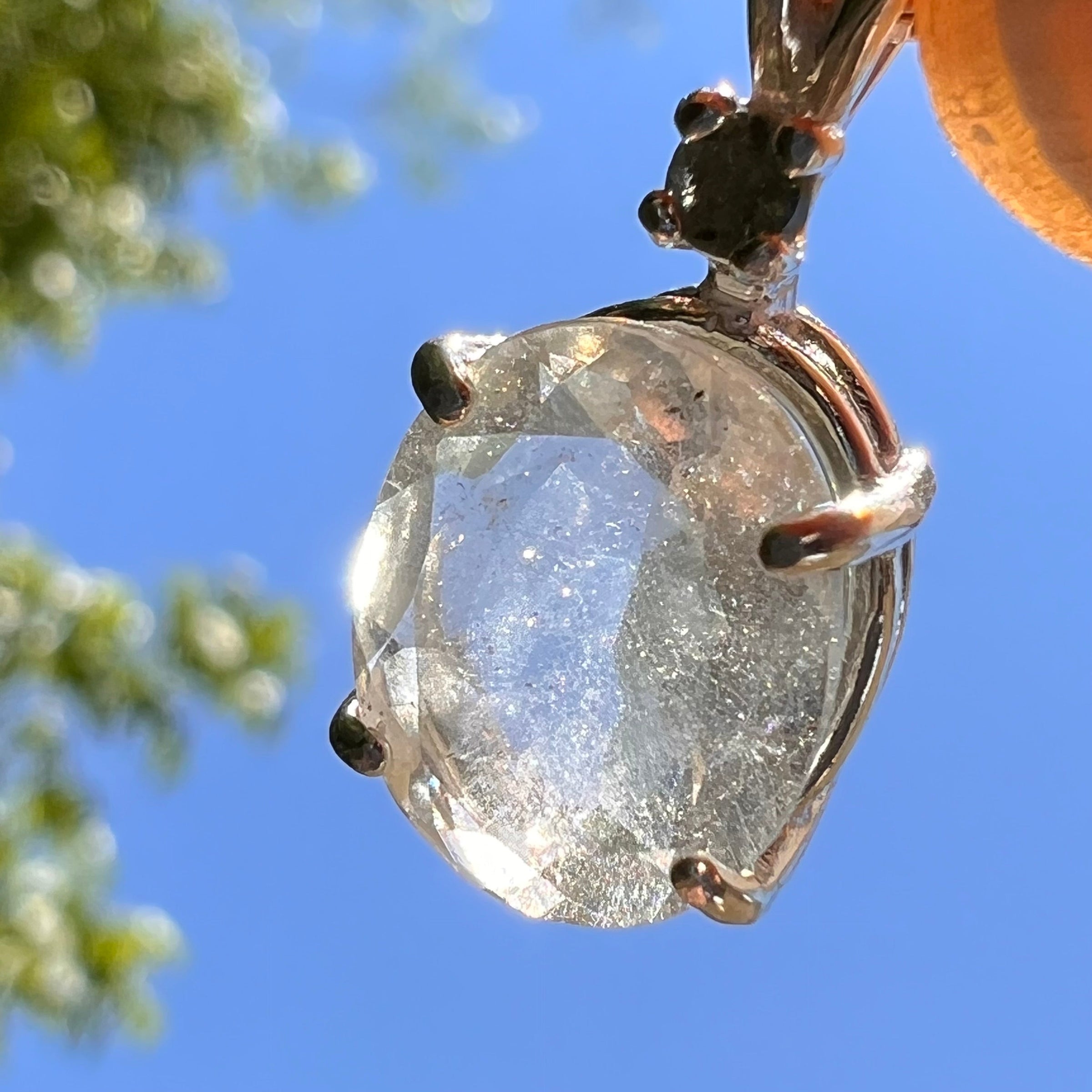 Libyan Desert Glass & Moldavite Necklace Sterling #5198-Moldavite Life