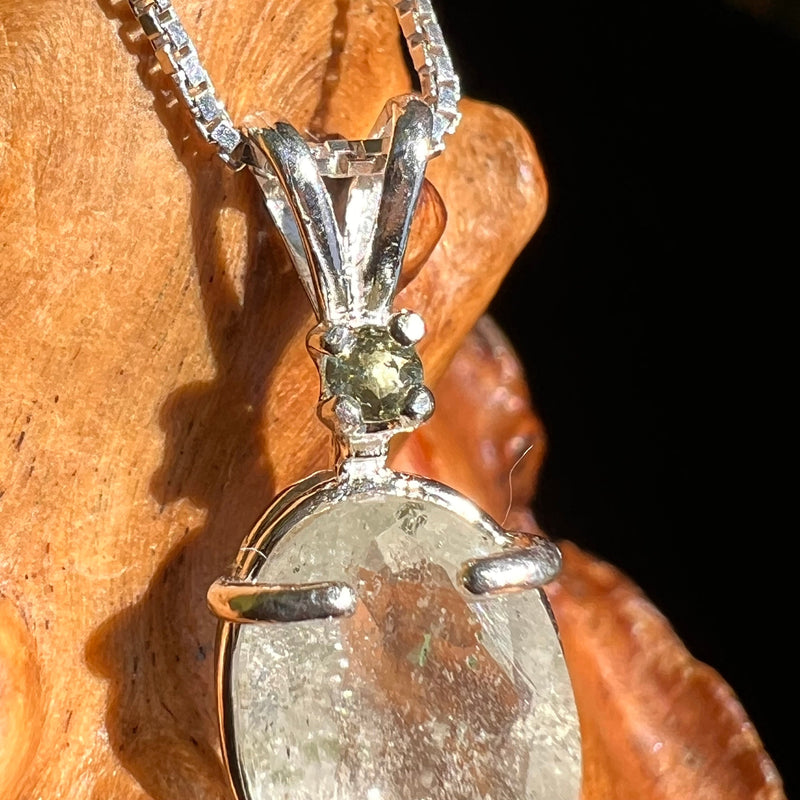 Libyan Desert Glass & Moldavite Necklace Sterling #5200-Moldavite Life