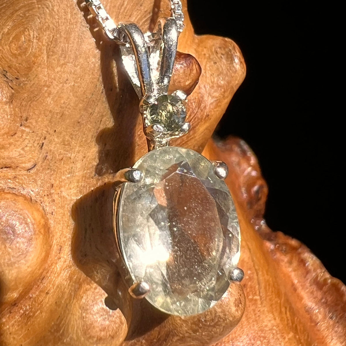 Libyan Desert Glass & Moldavite Necklace Sterling #5201-Moldavite Life