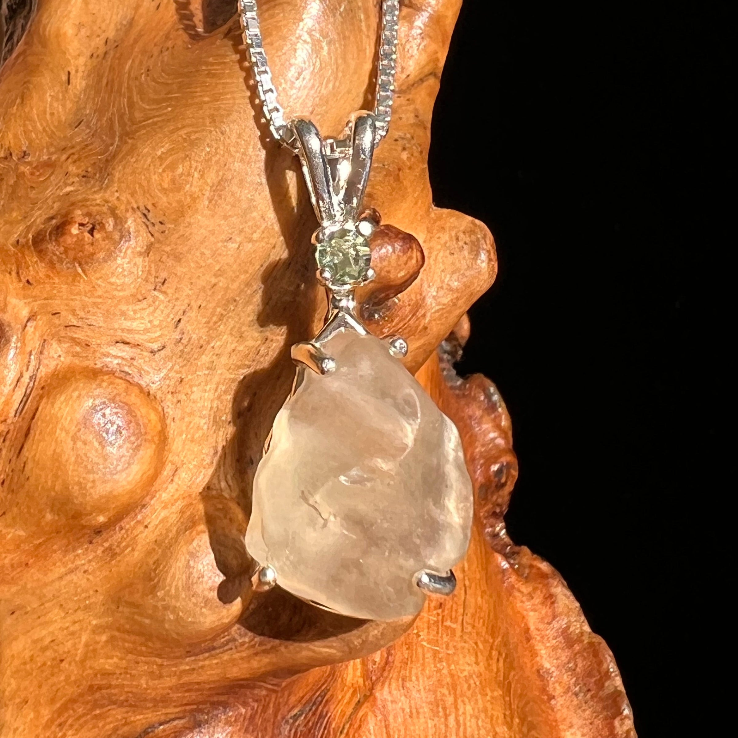 Libyan Desert Glass & Moldavite Necklace Sterling #6455-Moldavite Life