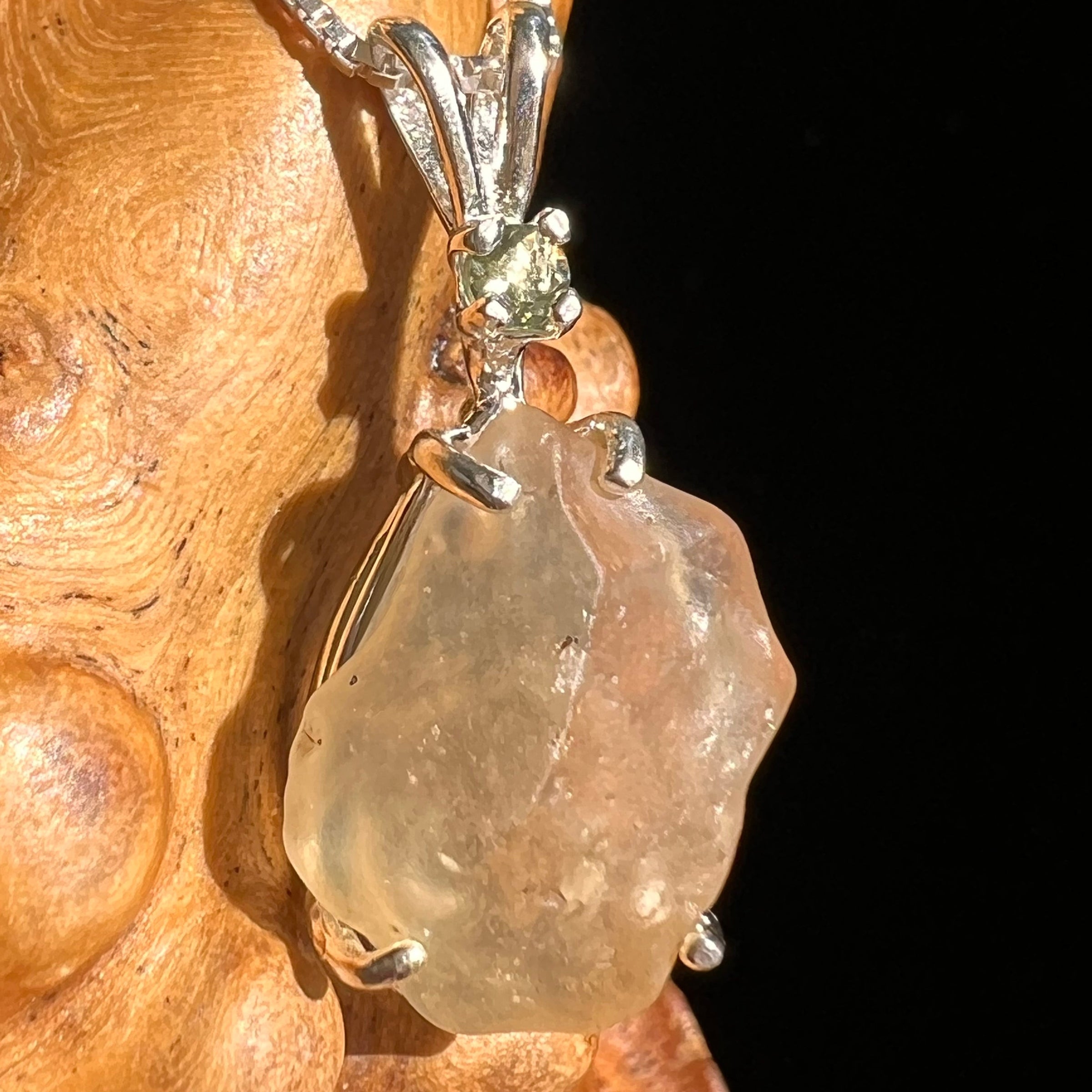 Libyan Desert Glass & Moldavite Necklace Sterling #6456-Moldavite Life