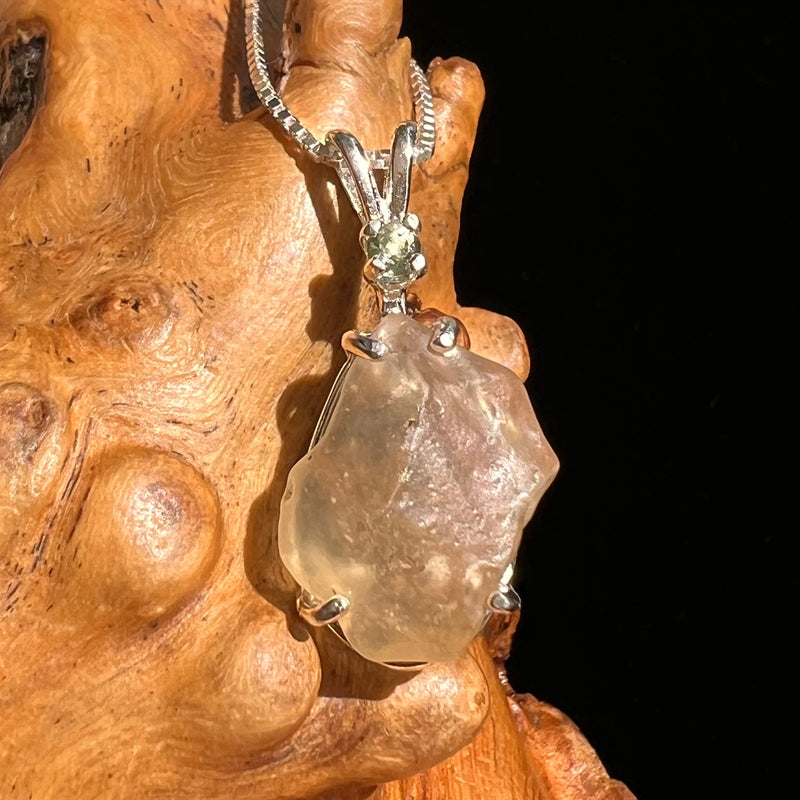 Libyan Desert Glass & Moldavite Necklace Sterling #6456-Moldavite Life