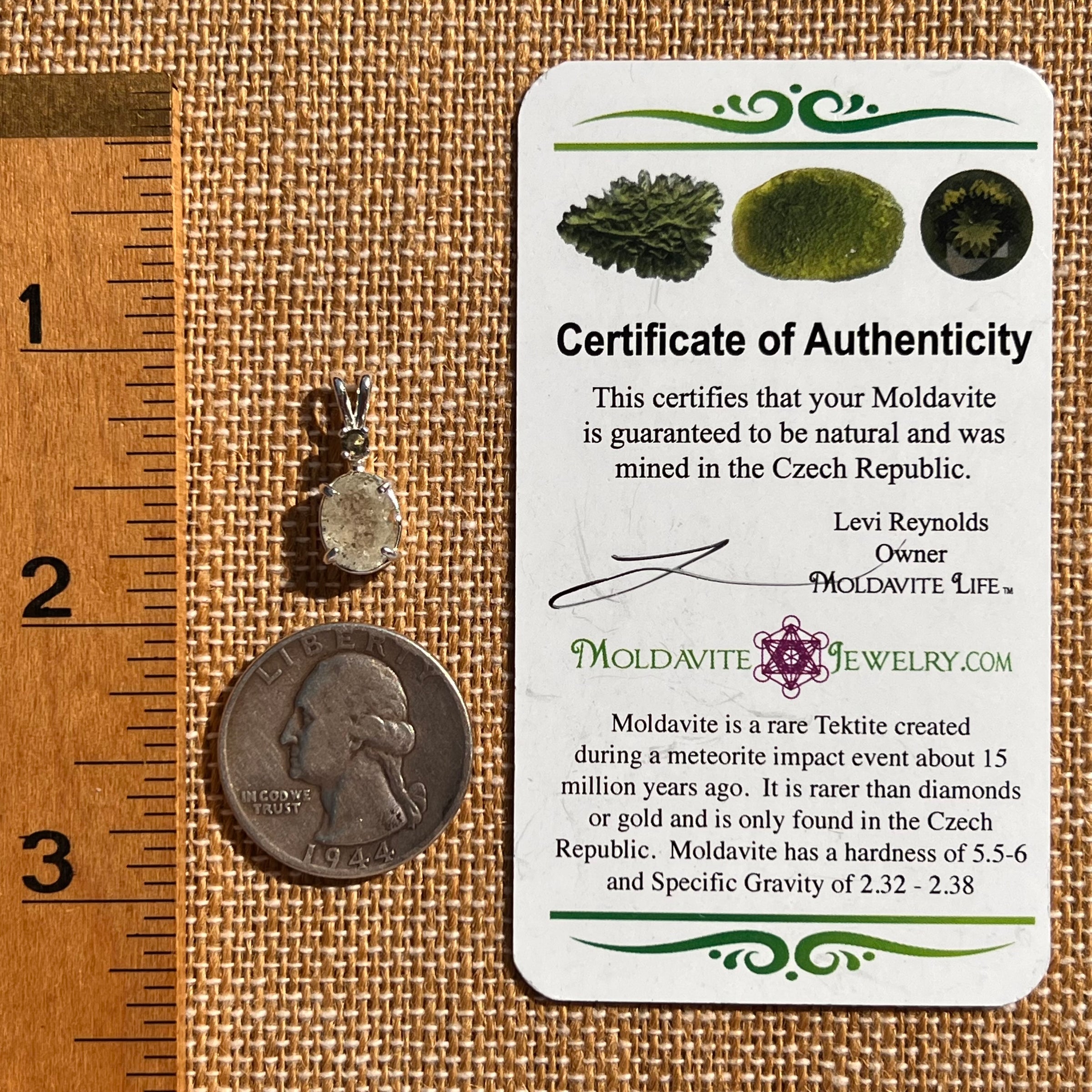 Libyan Desert Glass & Moldavite Necklace Sterling #7542-Moldavite Life