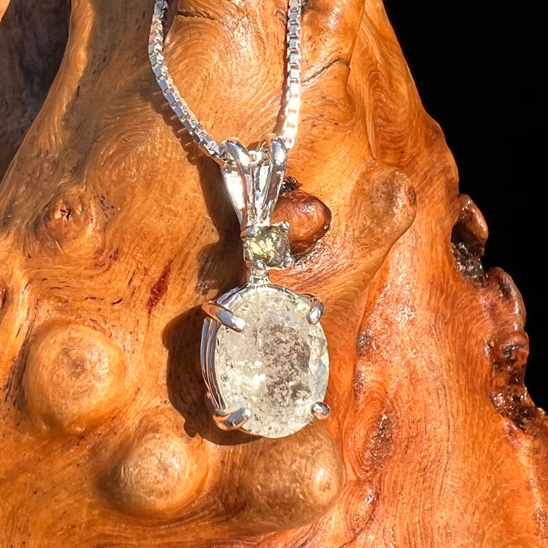 Libyan Desert Glass & Moldavite Necklace Sterling #7542-Moldavite Life