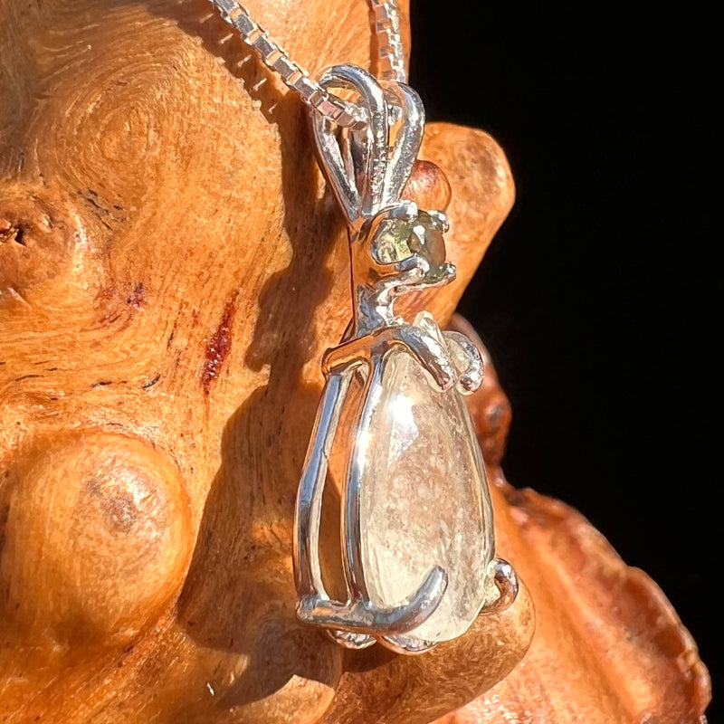 Libyan Desert Glass & Moldavite Necklace Sterling #7543-Moldavite Life