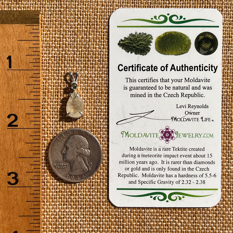 Libyan Desert Glass & Moldavite Necklace Sterling #7543-Moldavite Life