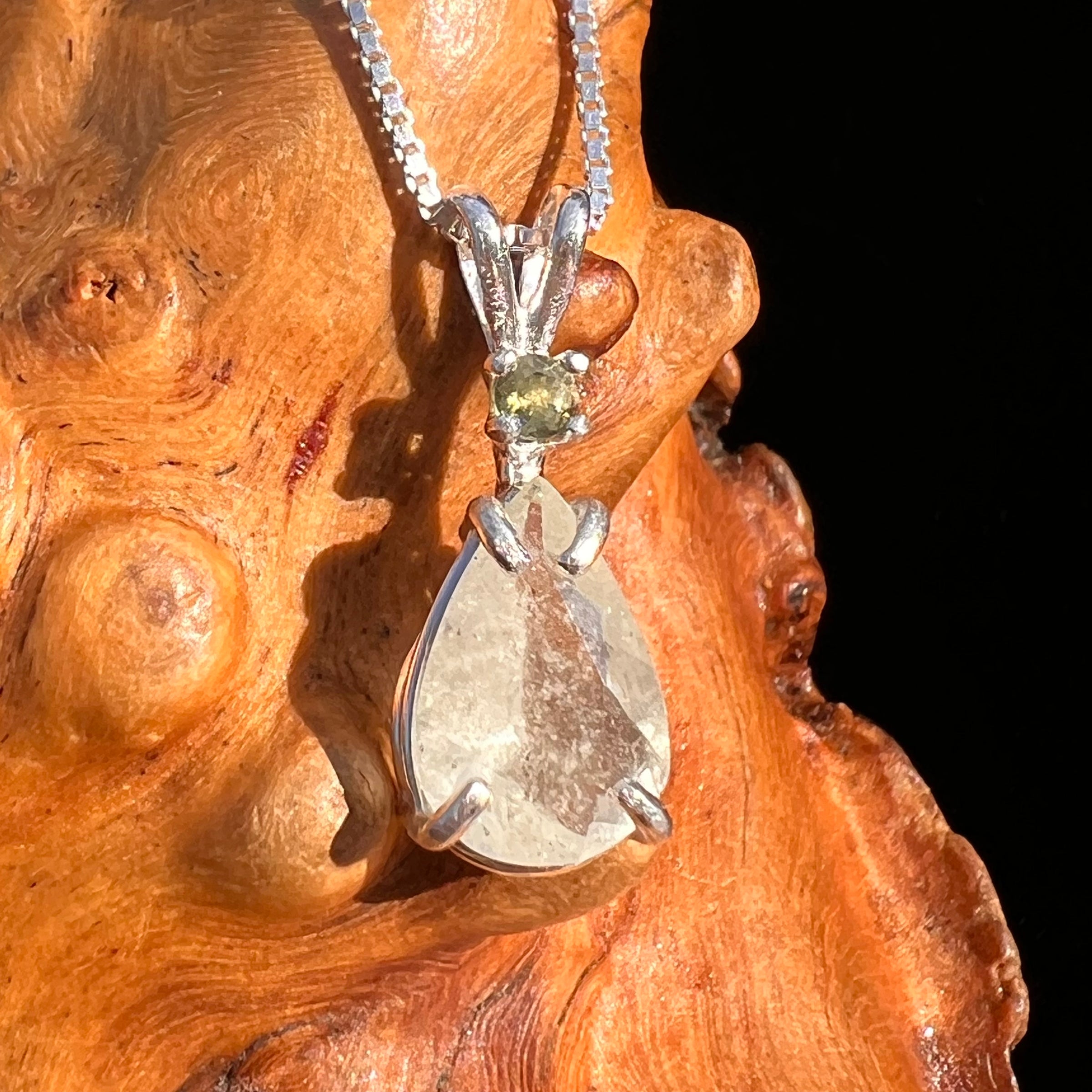 Libyan Desert Glass & Moldavite Necklace Sterling #7543-Moldavite Life