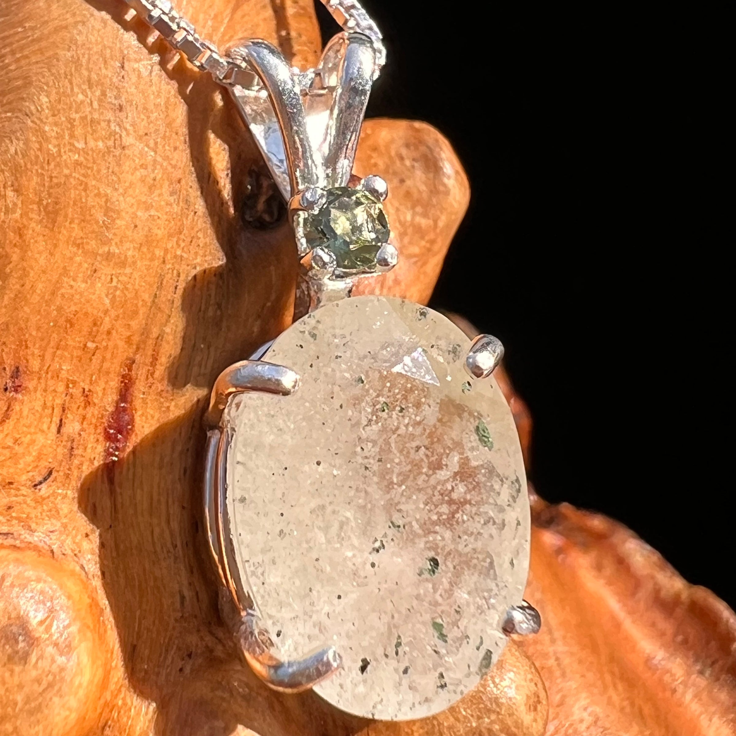Libyan Desert Glass & Moldavite Necklace Sterling #7544-Moldavite Life