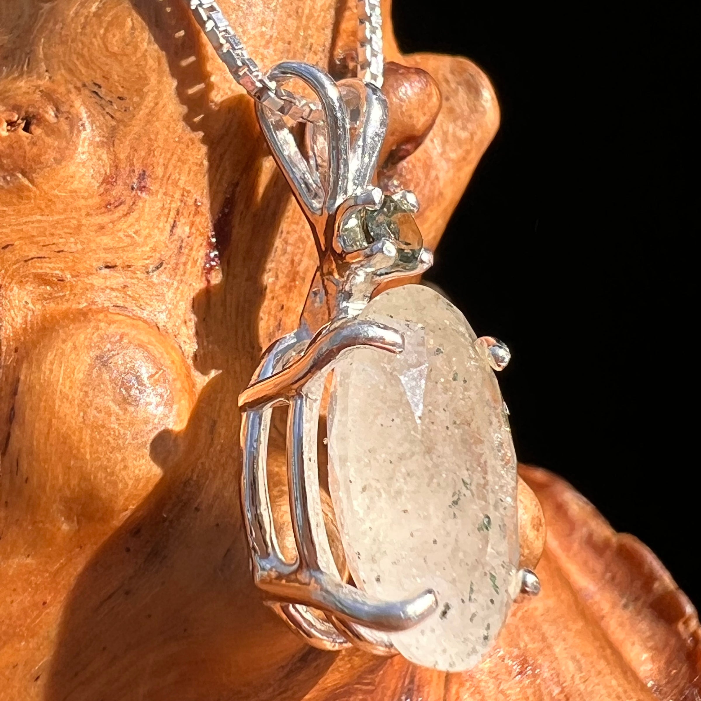 Libyan Desert Glass & Moldavite Necklace Sterling #7544-Moldavite Life