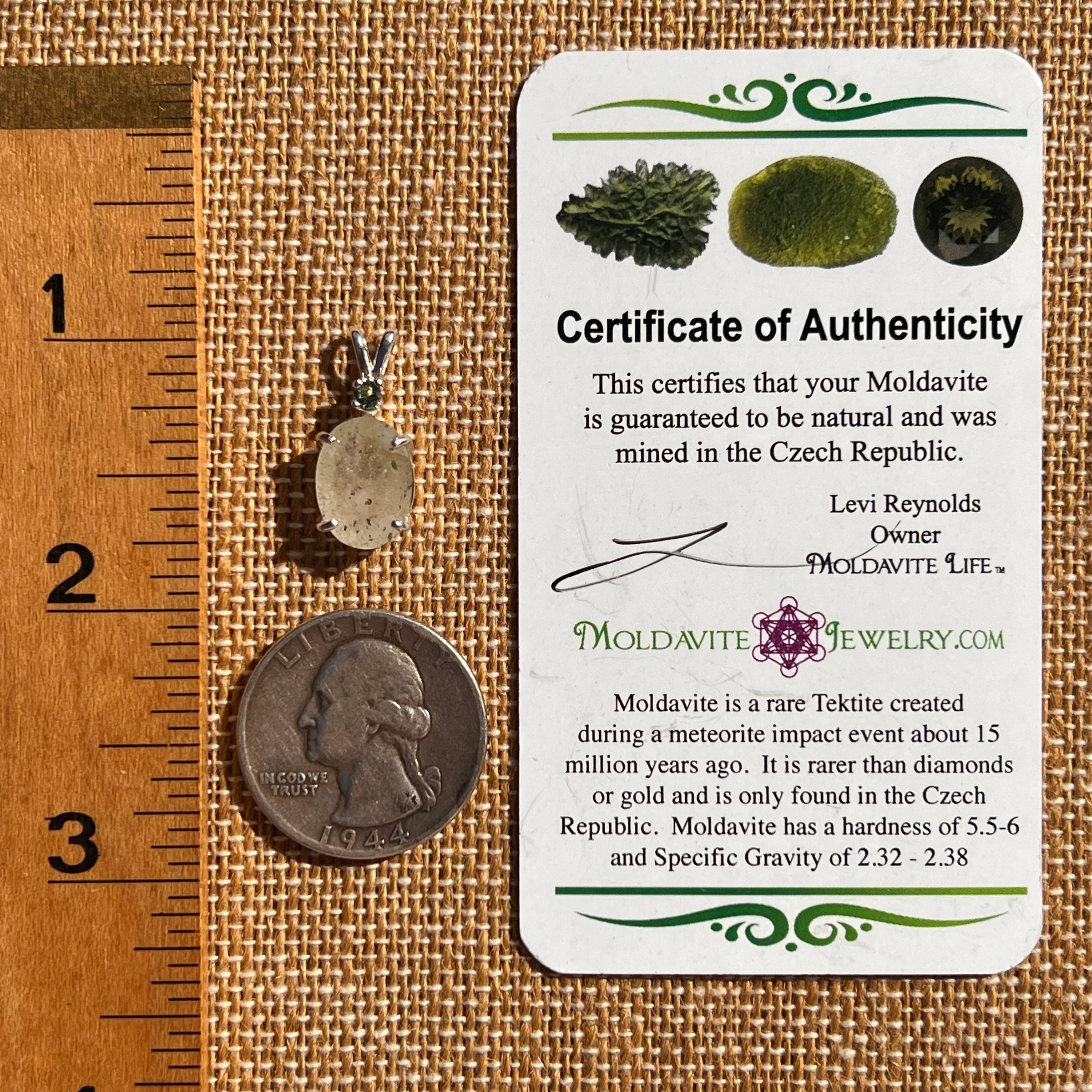 Libyan Desert Glass & Moldavite Necklace Sterling #7544-Moldavite Life