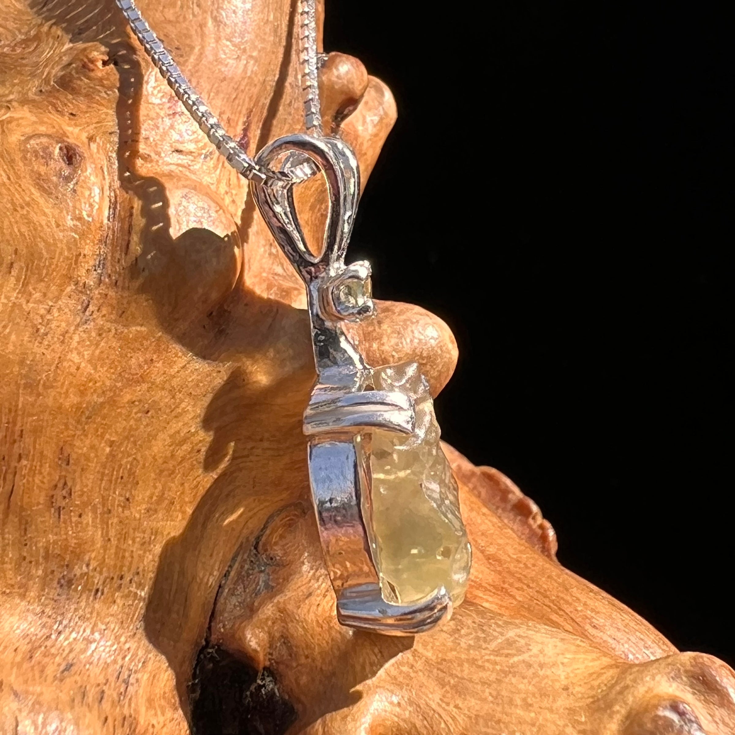 Libyan Desert Glass & Moldavite Necklace Sterling #8294-Moldavite Life