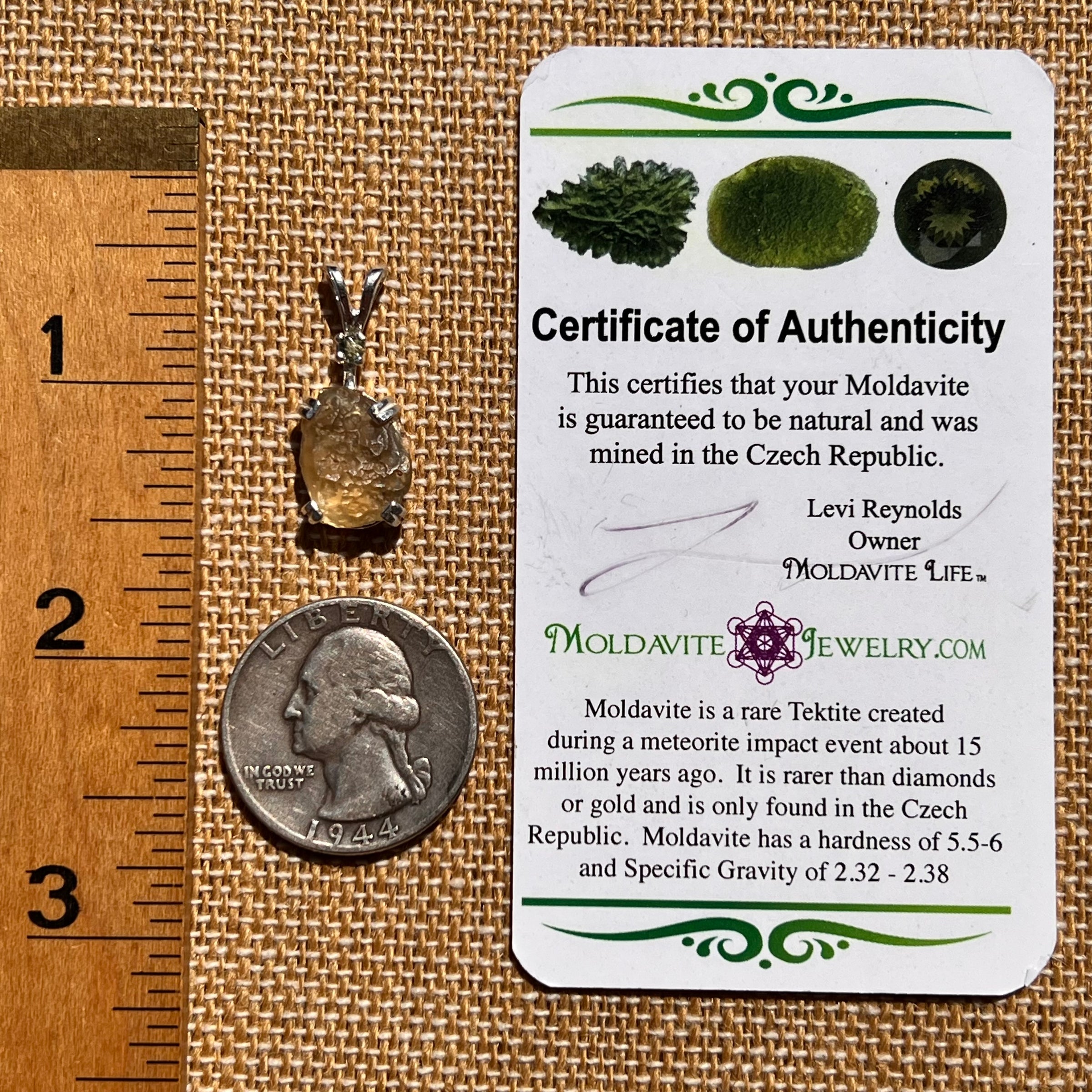 Libyan Desert Glass & Moldavite Necklace Sterling #8294-Moldavite Life