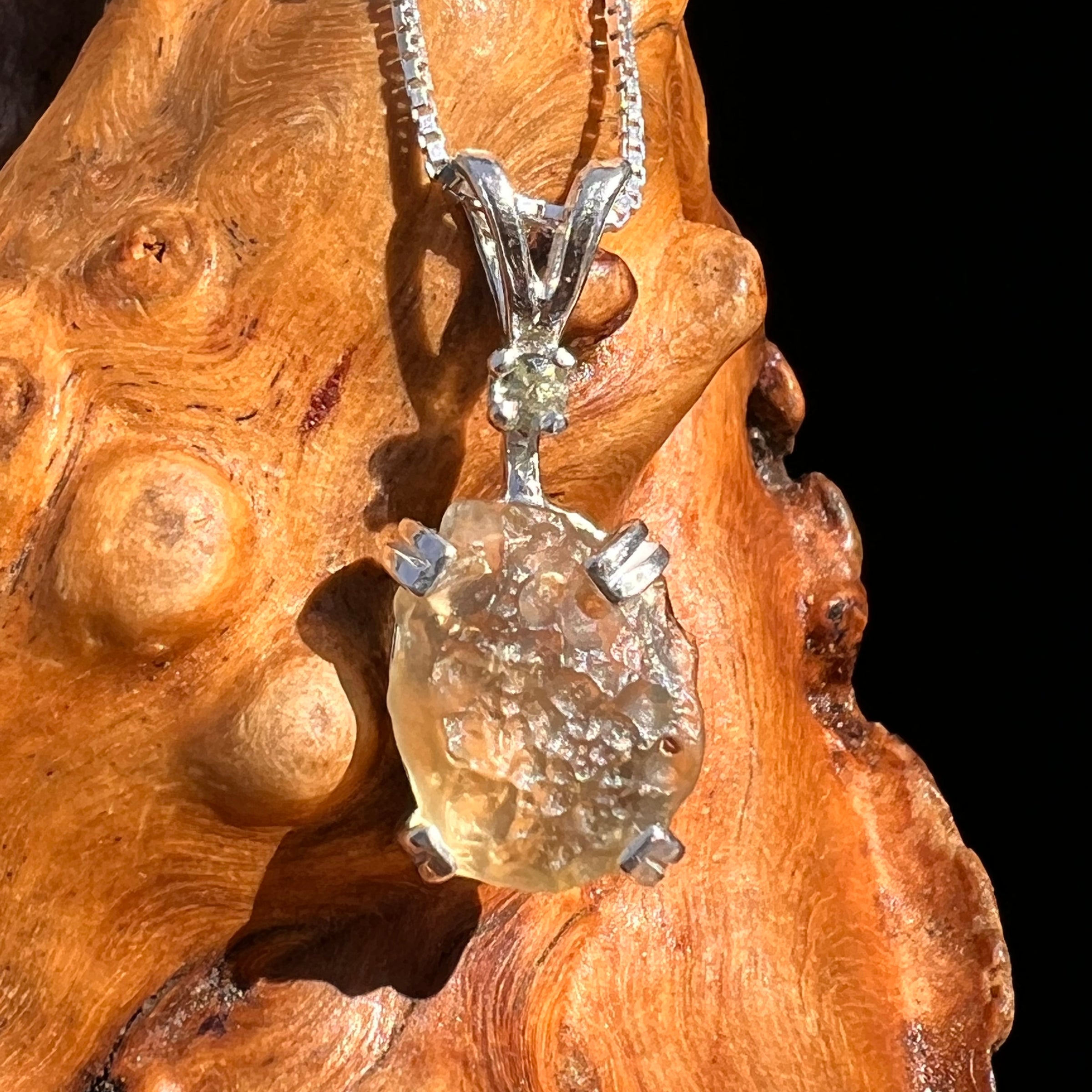 Libyan Desert Glass & Moldavite Necklace Sterling #8294-Moldavite Life