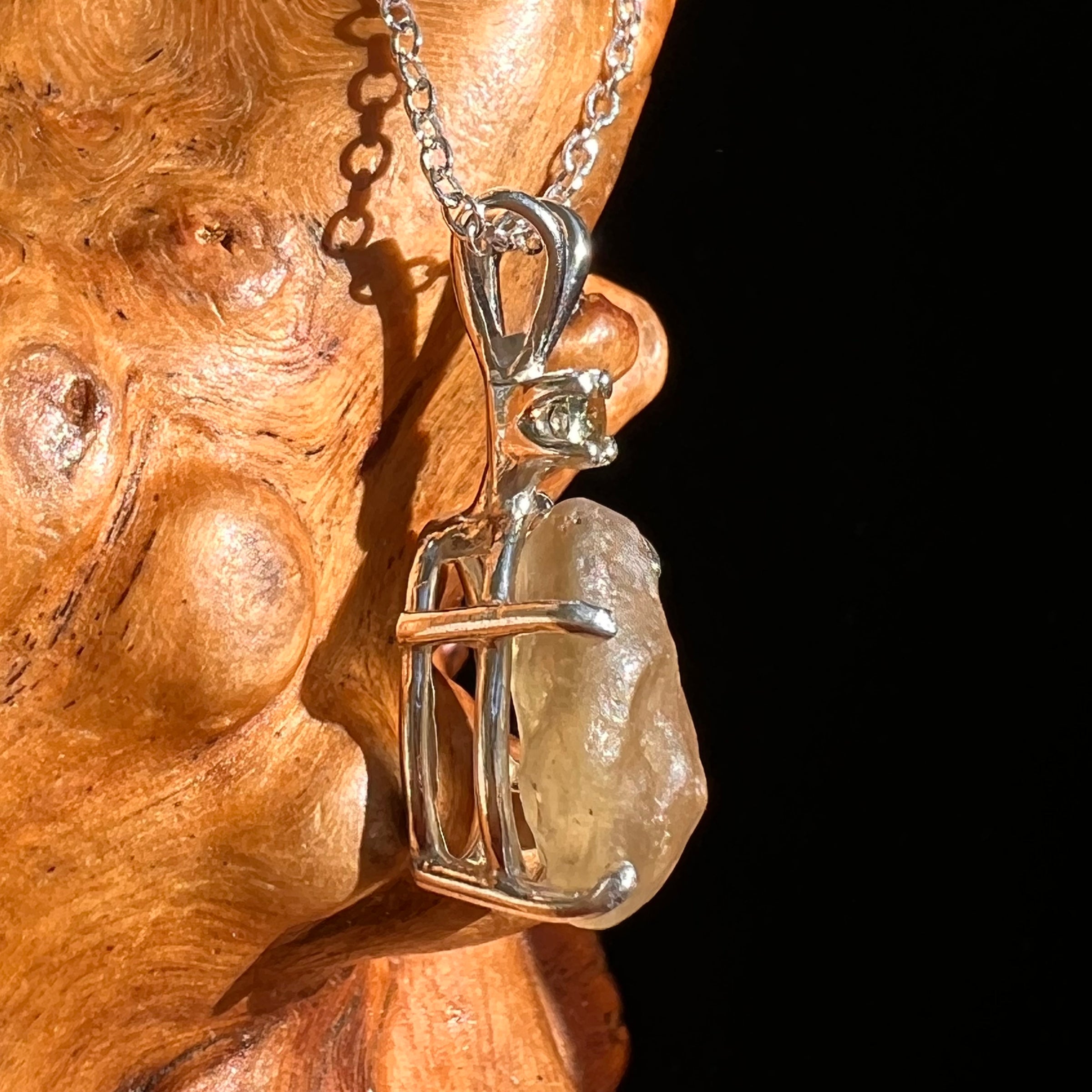 Libyan Desert Glass & Moldavite Necklace Sterling #8401-Moldavite Life