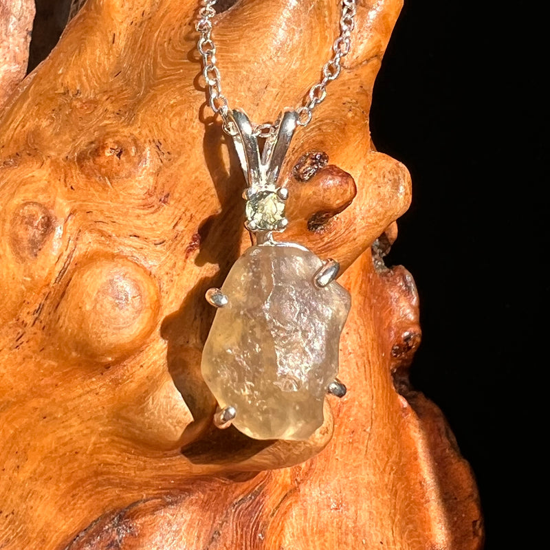 Libyan Desert Glass & Moldavite Necklace Sterling #8401-Moldavite Life